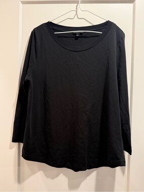 COS  Basic Casual Black Long-Sleeve Crewneck Top Size L